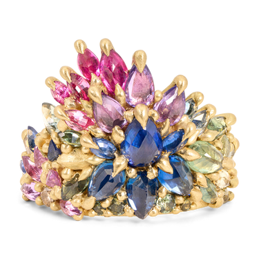 Blossom Crush Prism Half Shield Ring - Made to Order